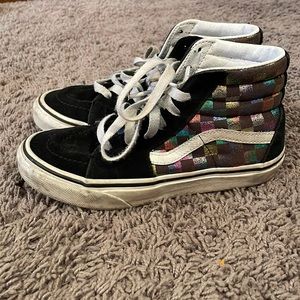 Vans kids high tops checkers multi colored size 1.5